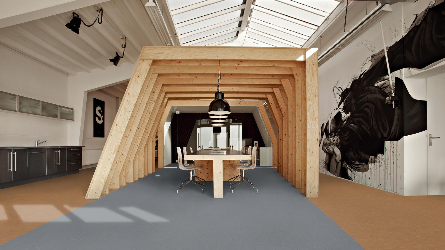 sala riunioni pavimento linoleum baccianini legno